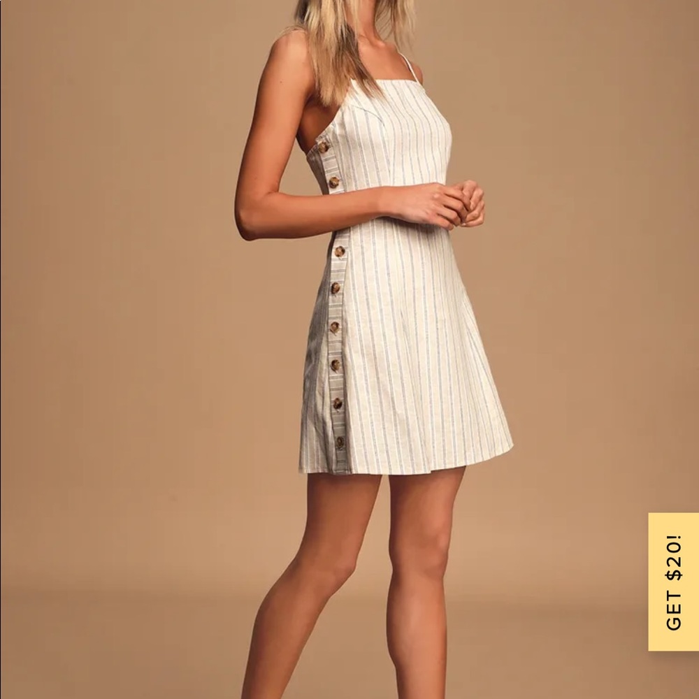 NWT Lulus striped linen-cotton mini dress